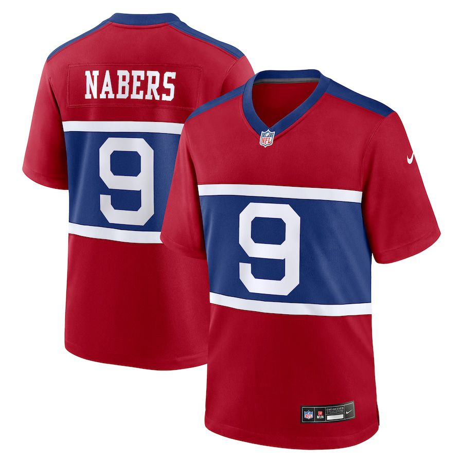 Men New York Giants #9 Malik Nabers Nike Century Red Alternate Player Game NFL Jersey